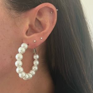 Faux Pearl Hoops